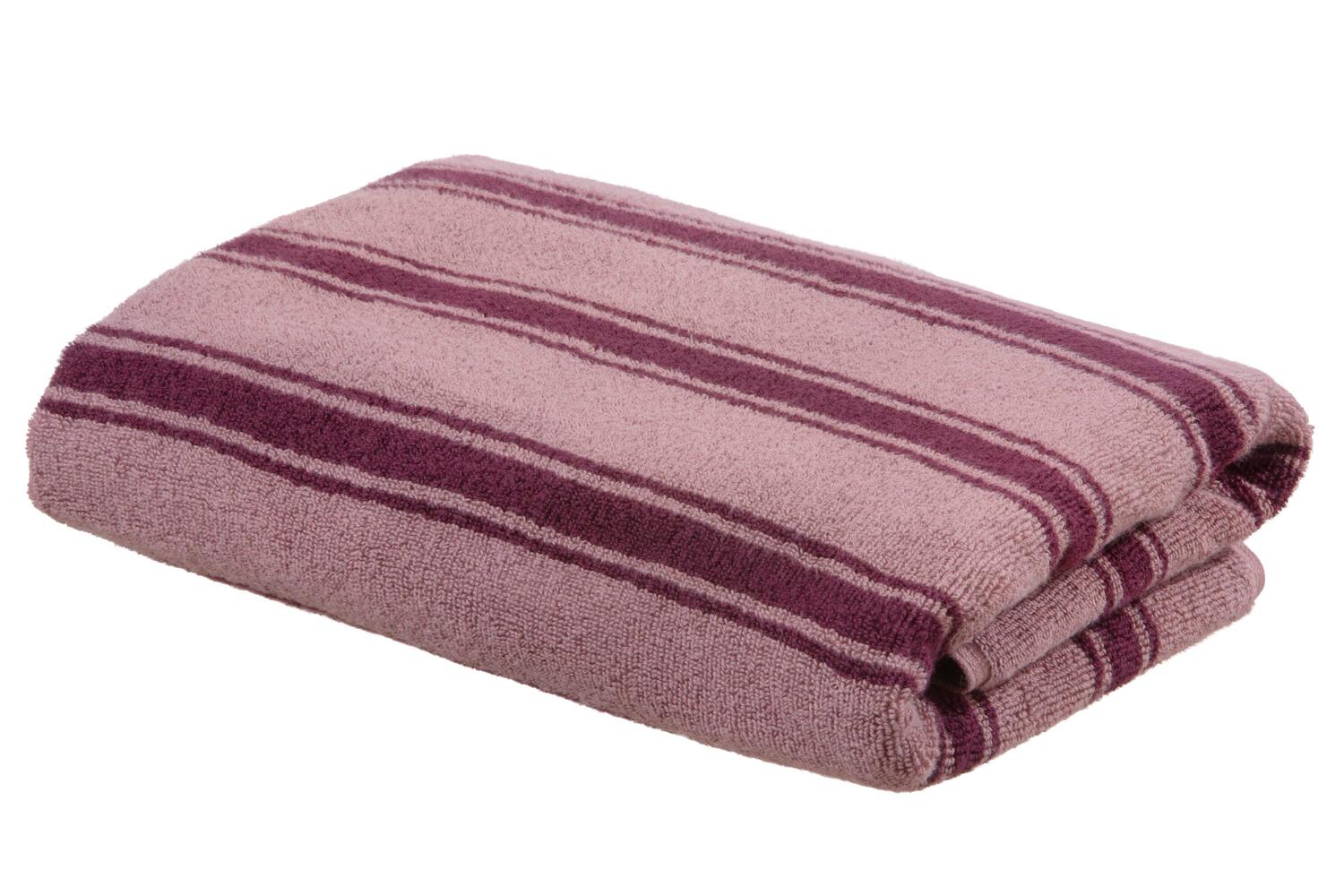 Riviera Stripe håndklæde - Burlwood/Fig